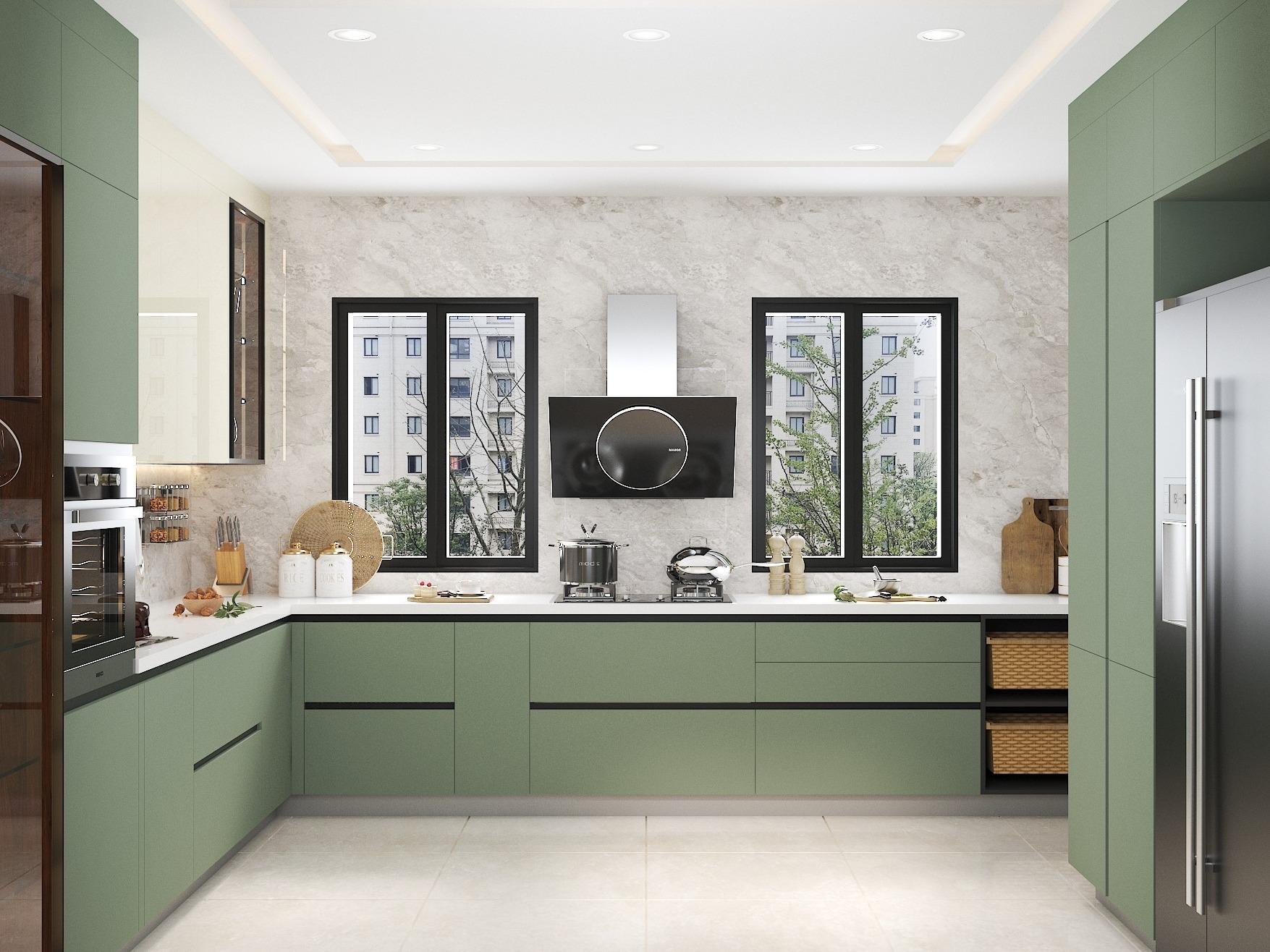 tủ bếp mdf chống ẩm melamine hiện đại